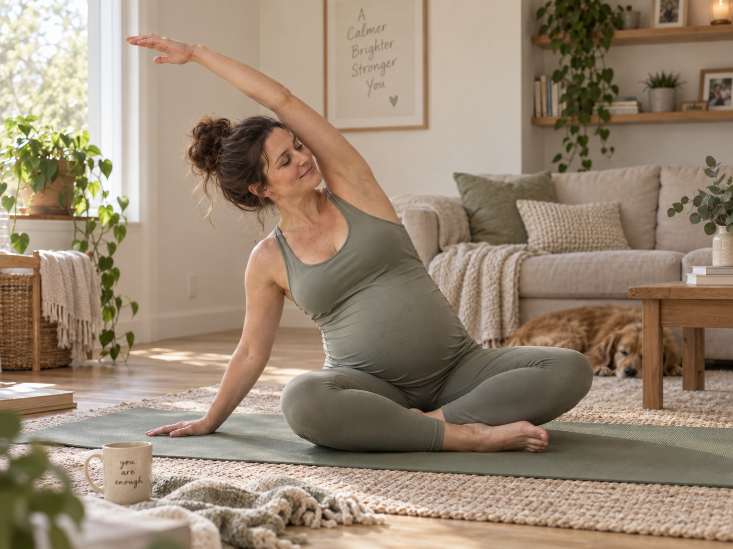 Eleonora mentre guida una pratica di Pilates in gravidanza